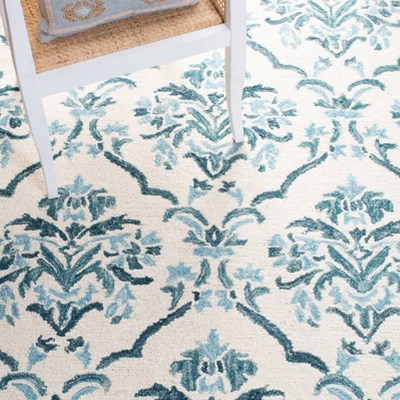 3'x5' Jacquard Hooked Accent Rug Ivory/Turquoise - Safavieh 6 3'x5' Jacquard Hooked Accent Rug Ivory/Turquoise - Safavieh - Image 6