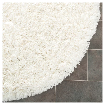 White Solid Shag And Flokati Tufted Round Accent Rug 4' - Safavieh 1 White Solid Shag And Flokati Tufted Round Accent Rug 4' - Safavieh