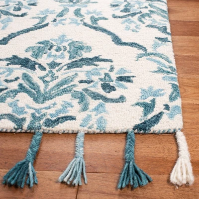 3'x5' Jacquard Hooked Accent Rug Ivory/Turquoise - Safavieh 2 3'x5' Jacquard Hooked Accent Rug Ivory/Turquoise - Safavieh - Image 2