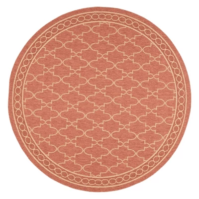 6'7" Round Gibson Outdoor Patio Rug Rust/Sand - Safavieh 2 6'7" Round Gibson Outdoor Patio Rug Rust/Sand - Safavieh - Image 2