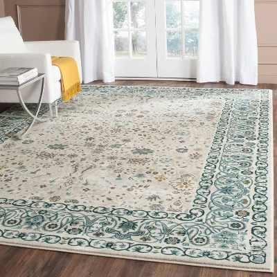 Beige/Blue Floral Loomed Area Rug 8'X10' - Safavieh 2 Beige/Blue Floral Loomed Area Rug 8'X10' - Safavieh - Image 2