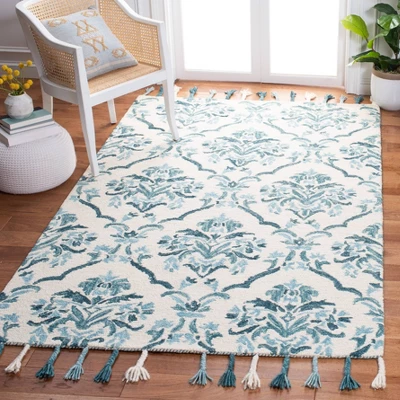3'x5' Jacquard Hooked Accent Rug Ivory/Turquoise - Safavieh 1 3'x5' Jacquard Hooked Accent Rug Ivory/Turquoise - Safavieh